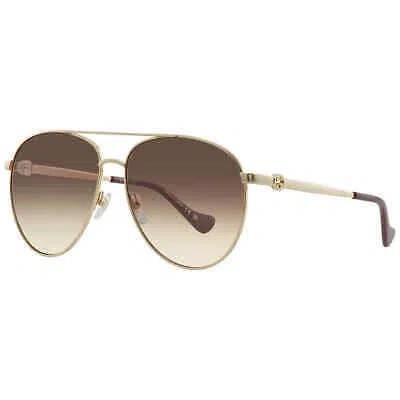 Pre-owned Gucci Brown Pilot Ladies Sunglasses Gg1088s 002 61 Gg1088s 002 61