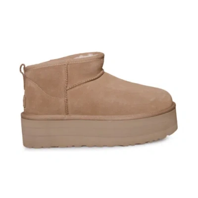 Pre-owned Ugg Classic Ultra Mini Platform Chestnut Fur Suede Women's Boots Size Us 6 In Brown