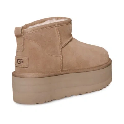 Pre-owned Ugg Classic Ultra Mini Platform Chestnut Fur Suede Women's Boots Size Us 6 In Brown