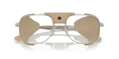 Pre-owned Persol 0po1013sz-531155gh Rectangle Silver Transitions 8 Grey In Gray