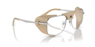 Pre-owned Persol 0po1013sz-531155gh Rectangle Silver Transitions 8 Grey In Gray