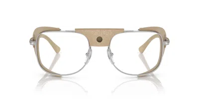 Pre-owned Persol 0po1013sz-531155gh Rectangle Silver Transitions 8 Grey In Gray