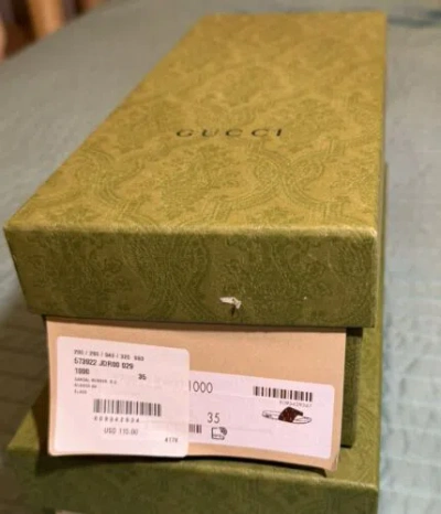 Pre-owned Gucci 573922 Flat Gg Women Slide Sandals Pool Sandals Rubber Black Size 5