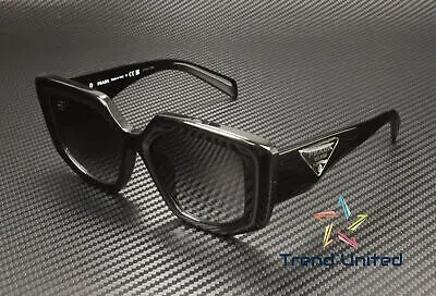 Pre-owned Prada Pr 14zsf 1ab09s Black Grey Gradient 52 Mm Women's Sunglasses In Gray