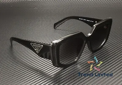 Pre-owned Prada Pr 14zsf 1ab09s Black Grey Gradient 52 Mm Women's Sunglasses In Gray