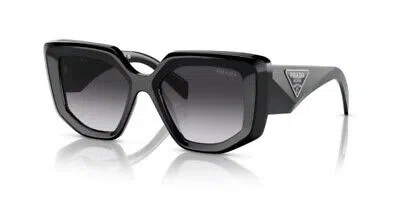 Pre-owned Prada Pr 14zsf 1ab09s Black Grey Gradient 52 Mm Women's Sunglasses In Gray