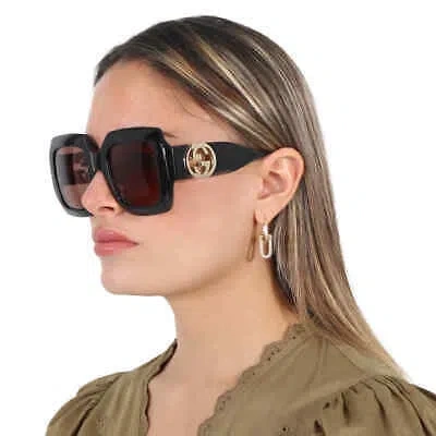 Pre-owned Gucci Brown Square Ladies Sunglasses Gg1022s 005 54 Gg1022s 005 54