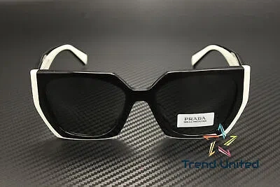 Pre-owned Prada Pr 15wsf 09q5s0 Black Talc Dark Grey 55 Mm Women's Sunglasses In Gray