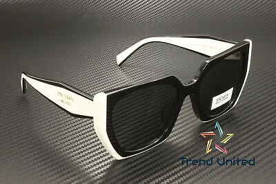 Pre-owned Prada Pr 15wsf 09q5s0 Black Talc Dark Grey 55 Mm Women's Sunglasses In Gray