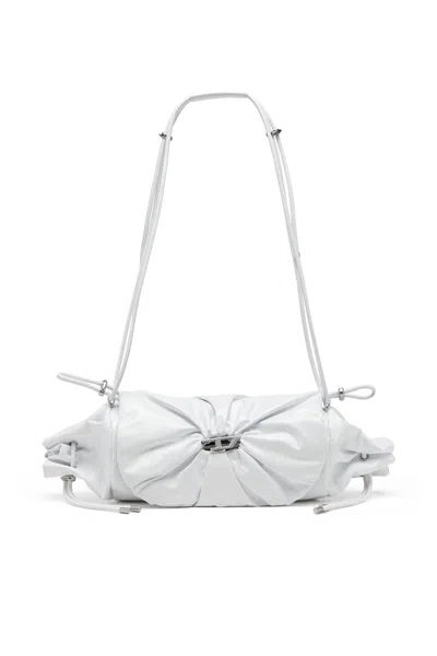 Diesel Women Scrunch Leather Shoulder Bag In White
