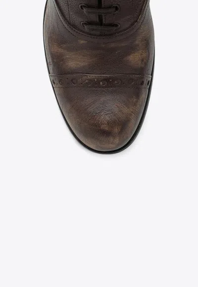 Miu Miu Cocoa-coloured Lace-up Boot With Heel In Brown