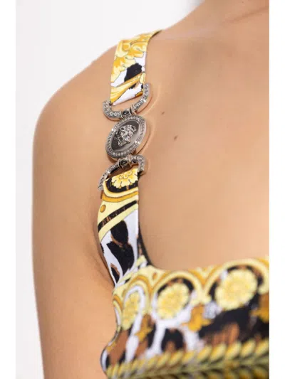 Versace Woman Midi Dress Yellow Size 6 Viscose