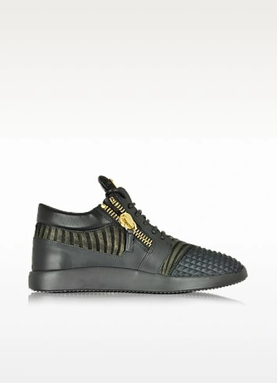 Giuseppe Zanotti Athletic Texture Lace-up Sneakers In Black