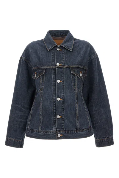 Balenciaga Denim Jacket With Adjustable Waist And Multiple Pockets In Blue