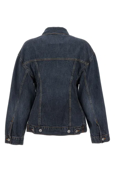 Balenciaga Denim Jacket With Adjustable Waist And Multiple Pockets In Blue