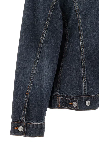 Balenciaga Denim Jacket With Adjustable Waist And Multiple Pockets In Blue