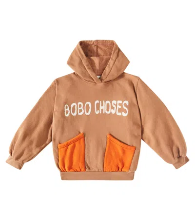 Bobo Choses Shadow Colorblocked Cotton Hoodie In Braun