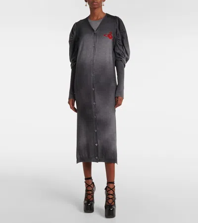 Vivienne Westwood Orb Ruched Wool Sweater Dress In Grau