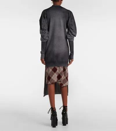 Vivienne Westwood Orb Ruched Wool Sweater Dress In Grau