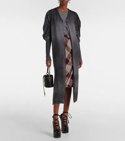 Vivienne Westwood Orb Ruched Wool Sweater Dress In Grau