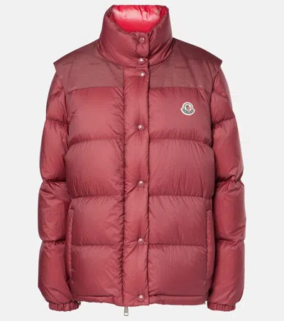 Moncler Verone Reversible Short Down Jacket In Burgund