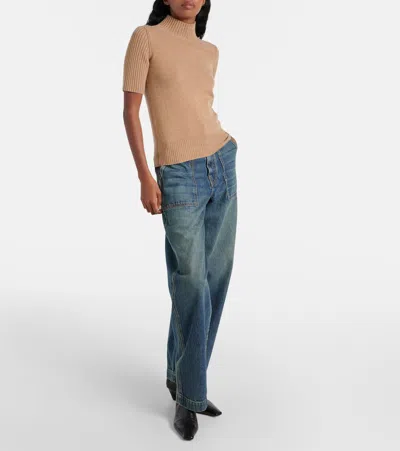 Khaite Cecil High-neck Cashmere Top In Beige