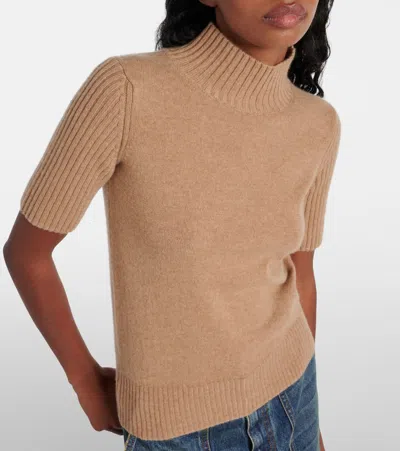 Khaite Cecil High-neck Cashmere Top In Beige