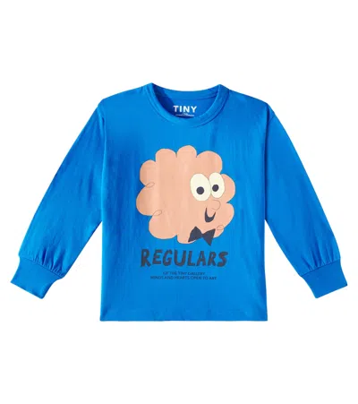 Shop Tinycottons Regulars Printed Cotton T-shirt In Blue