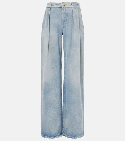 Shop Balmain High-rise Wide-leg Jeans In Blue