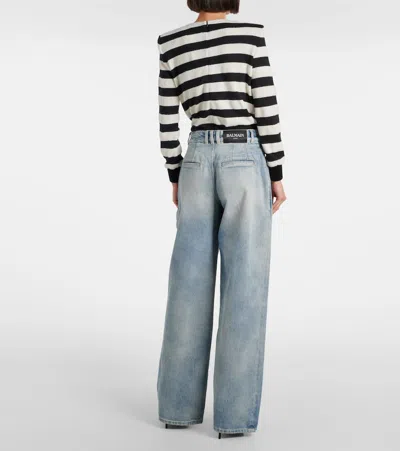 Shop Balmain High-rise Wide-leg Jeans In Blue