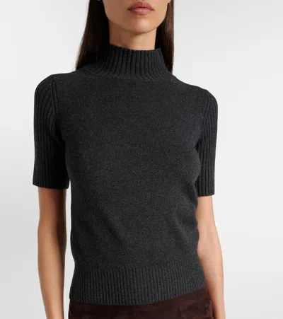 Khaite Cecil Short Sleeve Cashmere Sweater In Grey