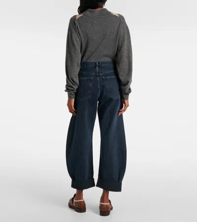 Frame Bubble High-rise Barrel-leg Jeans In Blue