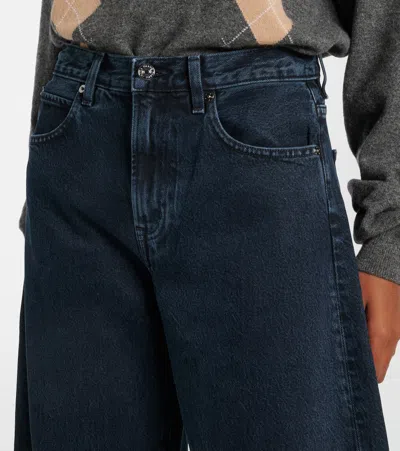 Frame Bubble High-rise Barrel-leg Jeans In Blue