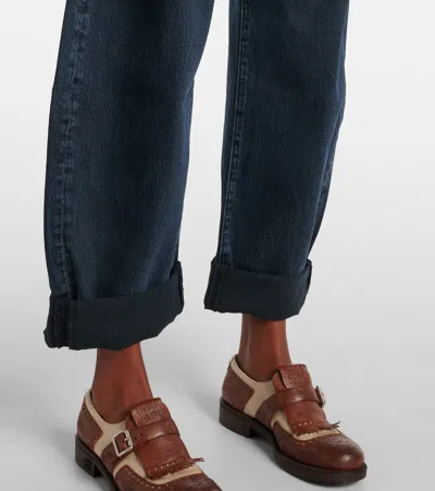 Frame Bubble High-rise Barrel-leg Jeans In Blue