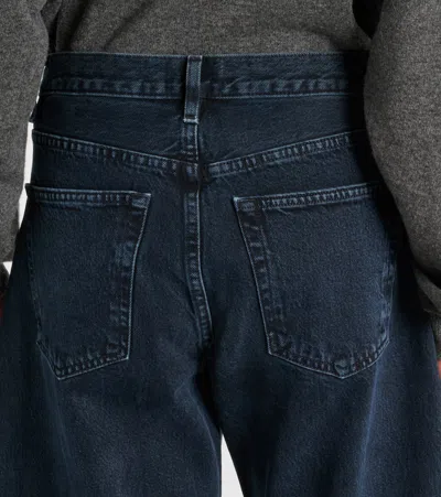 Frame Bubble High-rise Barrel-leg Jeans In Blue