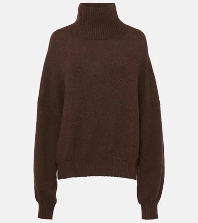 Khaite Morris Cashmere Blend Turtleneck Sweater In Brown