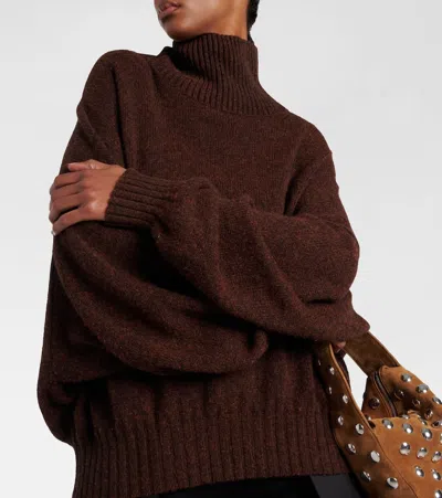 Khaite Morris Cashmere Blend Turtleneck Sweater In Brown