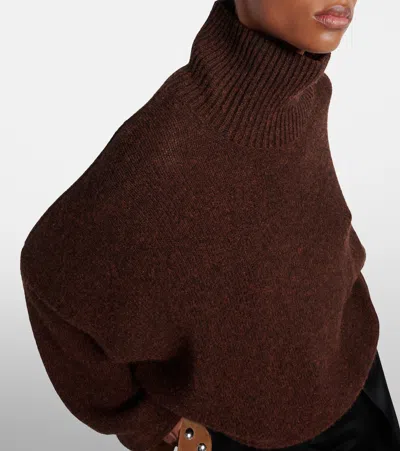 Khaite Morris Cashmere Blend Turtleneck Sweater In Brown