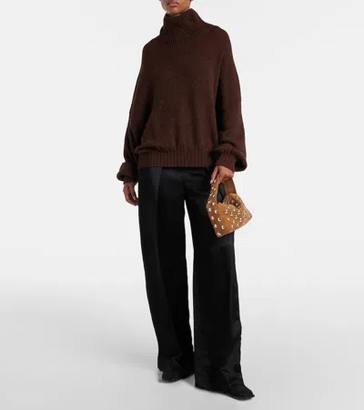 Khaite Morris Cashmere Blend Turtleneck Sweater In Brown
