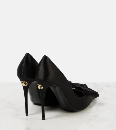 Shop Dolce & Gabbana Bow-detail Satin Pumps In Black