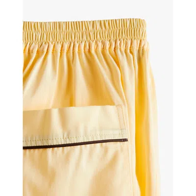Hay Womens Soft Yellow Outline Contrast-trim Organic-cotton Pyjama Shorts In Soft Yellow