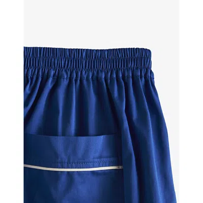 Hay Womens Vivid Blue Outline Contrast-trim Organic-cotton Pyjama Shorts In Vivid Blue