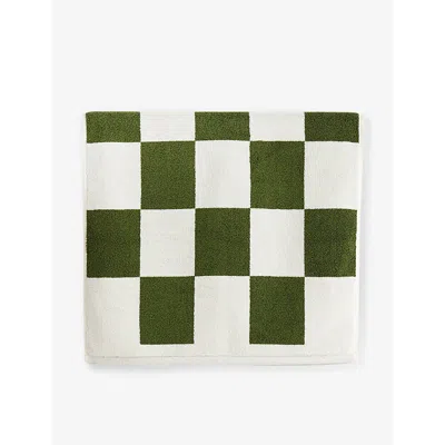 Hay Matcha Check-pattern Cotton Bath Towel In Matcha