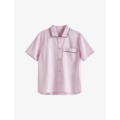Hay Womens Soft Pink Outline Contrast-trim Organic-cotton Pyjama Shirt In Soft Pink