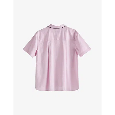 Hay Womens Soft Pink Outline Contrast-trim Organic-cotton Pyjama Shirt In Soft Pink