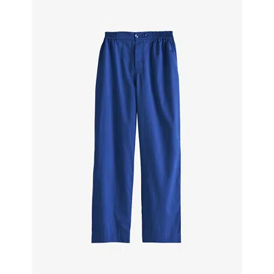 Hay Womens Vivid Blue Outline Contrast-trim Organic-cotton Pyjama Trousers In Vivid Blue