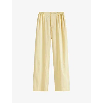 Hay Womens Soft Yellow Outline Contrast-trim Organic-cotton Pyjama Trousers In Soft Yellow