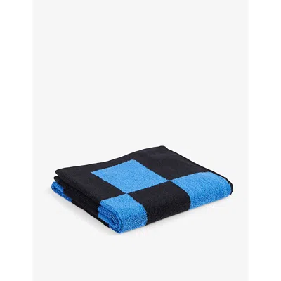 Hay Cobalt Blue Check-pattern Cotton Hand Towel In Cobalt Blue