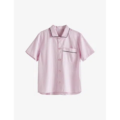 Hay Womens Soft Pink Outline Contrast-trim Organic-cotton Pyjama Shirt In Soft Pink