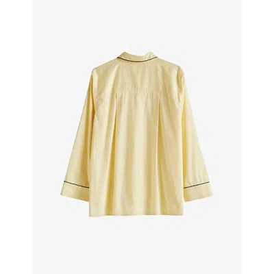 Hay Womens Soft Yellow Outline Contrast-trim Organic-cotton Pyjama Shirt In Soft Yellow